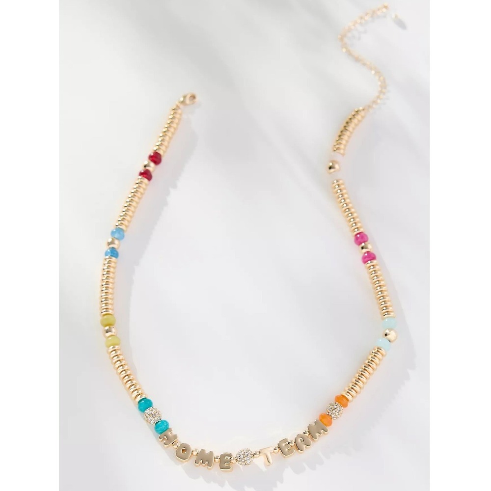 By Anthropologie Beaded‎ Bubble-Letter Necklace - Home Team - NWT